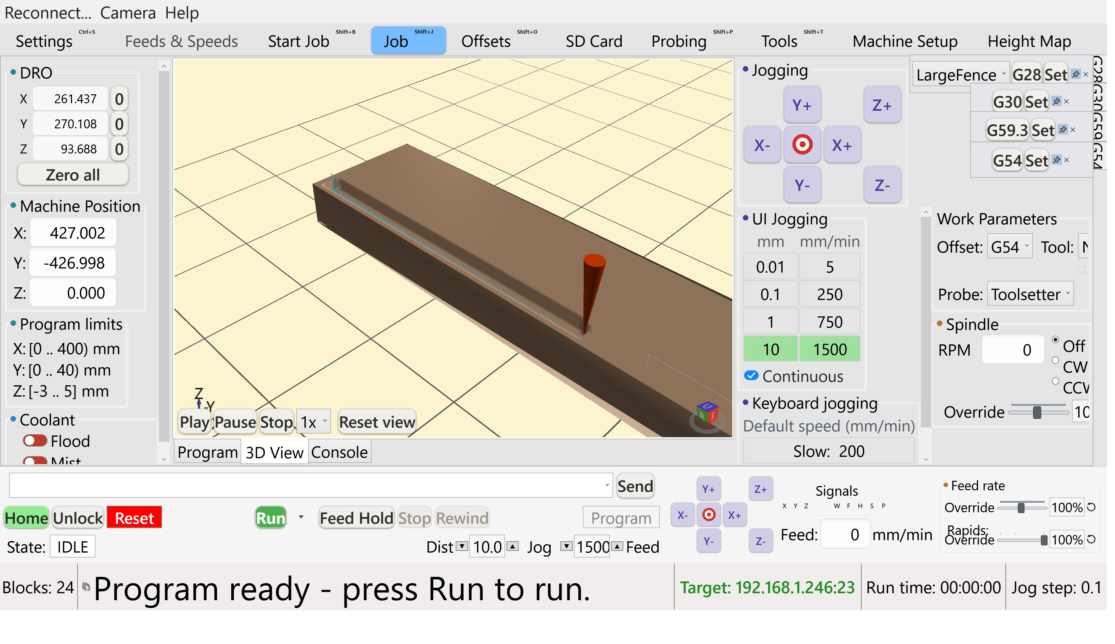 The 3D toolpath viewer and its toolbar